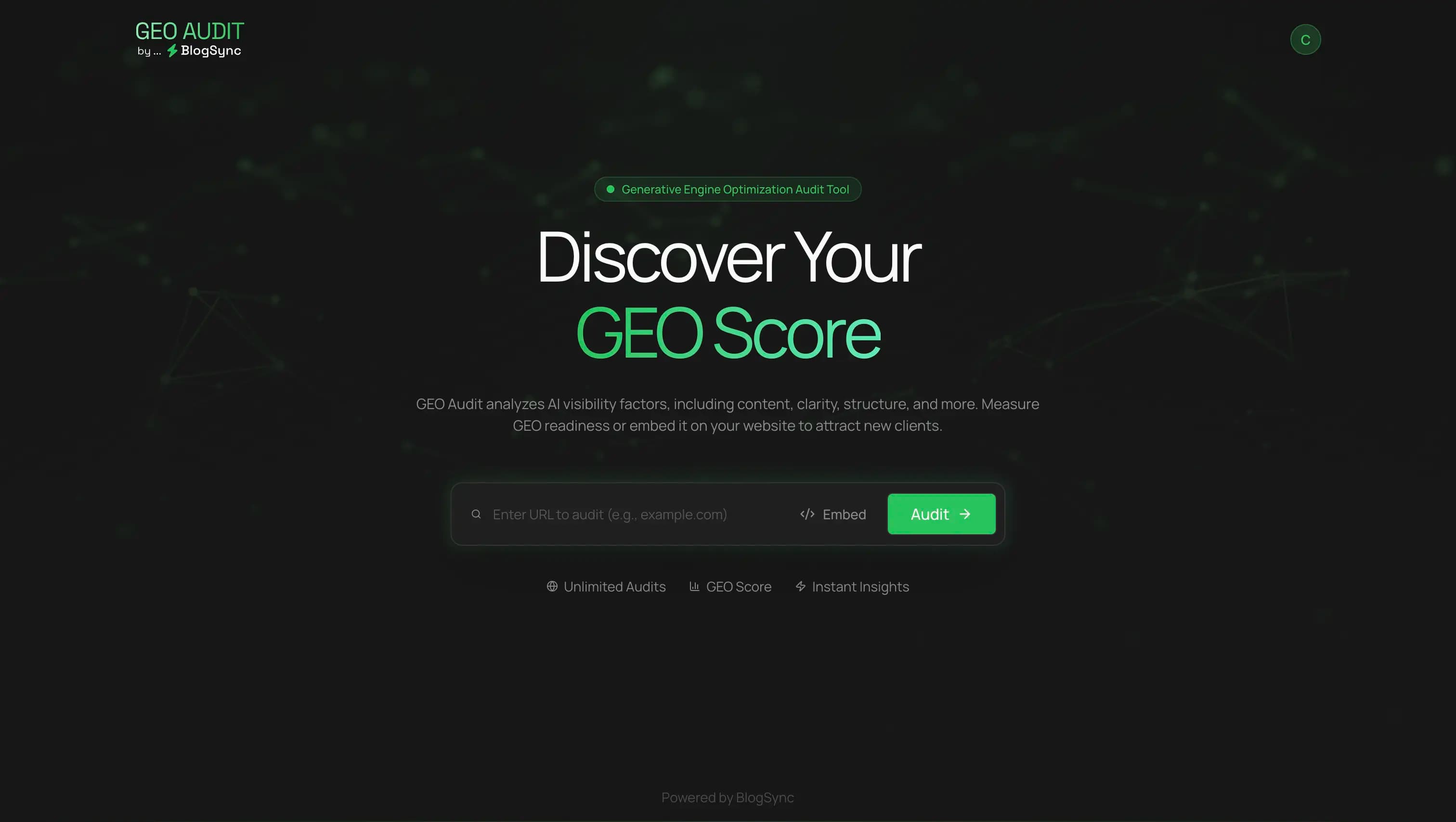 GEO Audit Tool homepage